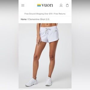 NWT- Vuori Clementine Short 2.0- White- XS